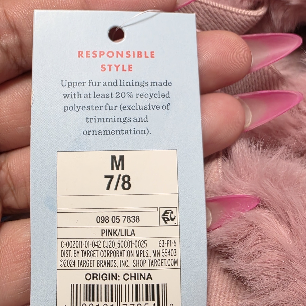 NWT Toddler Cat & Jack Pink Metallic w/Fur Sling back shoes/Slippers mixed Size - Picture 8 of 10